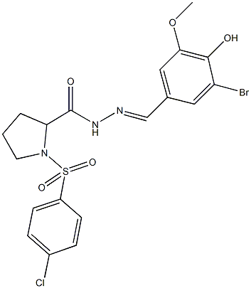 N'-(3-bromo-4-hydroxy-5-methoxybenzylidene)-1-[(4-chlorophenyl)sulfonyl]-2-pyrrolidinecarbohydrazide 구조식 이미지