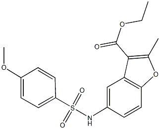 ethyl 5-{[(4-methoxyphenyl)sulfonyl]amino}-2-methyl-1-benzofuran-3-carboxylate 구조식 이미지