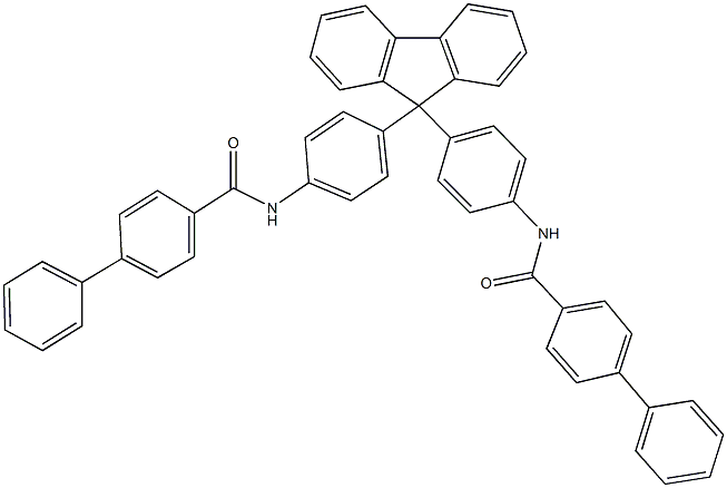 N-[4-(9-{4-[([1,1'-biphenyl]-4-ylcarbonyl)amino]phenyl}-9H-fluoren-9-yl)phenyl][1,1'-biphenyl]-4-carboxamide 구조식 이미지