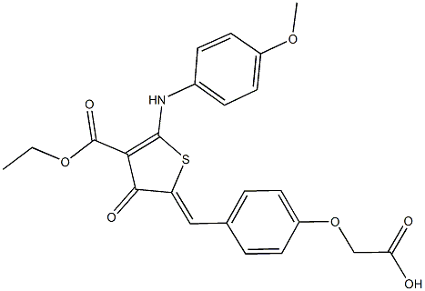 {4-[(4-(ethoxycarbonyl)-5-(4-methoxyanilino)-3-oxo-2(3H)-thienylidene)methyl]phenoxy}acetic acid Structure