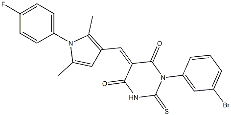 1-(3-bromophenyl)-5-{[1-(4-fluorophenyl)-2,5-dimethyl-1H-pyrrol-3-yl]methylene}-2-thioxodihydro-4,6(1H,5H)-pyrimidinedione Structure