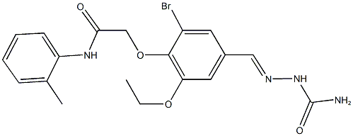 2-{4-[2-(aminocarbonyl)carbohydrazonoyl]-2-bromo-6-ethoxyphenoxy}-N-(2-methylphenyl)acetamide 구조식 이미지