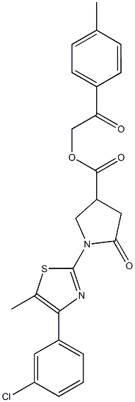 2-(4-methylphenyl)-2-oxoethyl 1-[4-(3-chlorophenyl)-5-methyl-1,3-thiazol-2-yl]-5-oxo-3-pyrrolidinecarboxylate 구조식 이미지