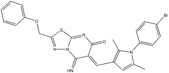 6-{[1-(4-bromophenyl)-2,5-dimethyl-1H-pyrrol-3-yl]methylene}-5-imino-2-(phenoxymethyl)-5,6-dihydro-7H-[1,3,4]thiadiazolo[3,2-a]pyrimidin-7-one Structure