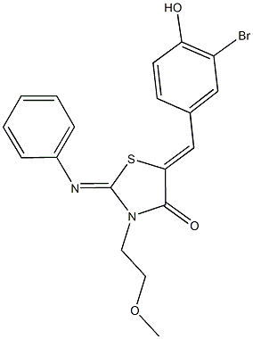 5-(3-bromo-4-hydroxybenzylidene)-3-(2-methoxyethyl)-2-(phenylimino)-1,3-thiazolidin-4-one Structure