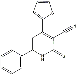 6-phenyl-4-thien-2-yl-2-thioxo-1,2-dihydropyridine-3-carbonitrile 구조식 이미지