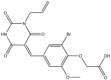{4-[(1-allyl-2,4,6-trioxotetrahydro-5(2H)-pyrimidinylidene)methyl]-2-bromo-6-methoxyphenoxy}acetic acid Structure
