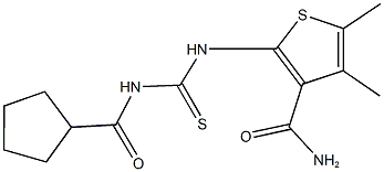 2-({[(cyclopentylcarbonyl)amino]carbothioyl}amino)-4,5-dimethyl-3-thiophenecarboxamide 구조식 이미지