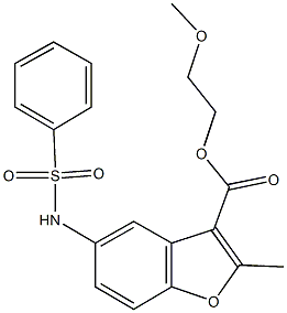 2-methoxyethyl 2-methyl-5-[(phenylsulfonyl)amino]-1-benzofuran-3-carboxylate 구조식 이미지