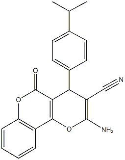 2-amino-4-(4-isopropylphenyl)-5-oxo-4H,5H-pyrano[3,2-c]chromene-3-carbonitrile 구조식 이미지