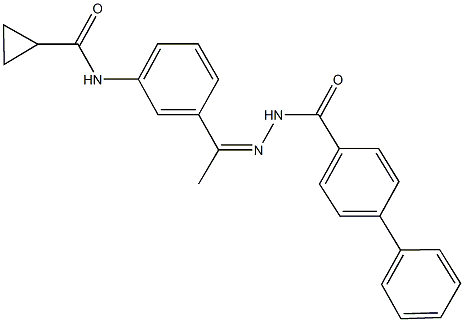 N-{3-[N-([1,1'-biphenyl]-4-ylcarbonyl)ethanehydrazonoyl]phenyl}cyclopropanecarboxamide 구조식 이미지