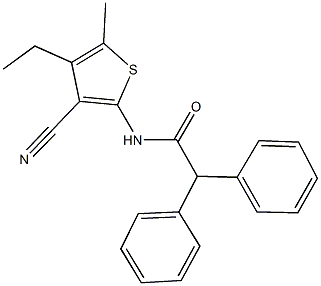 N-(3-cyano-4-ethyl-5-methyl-2-thienyl)-2,2-diphenylacetamide Structure