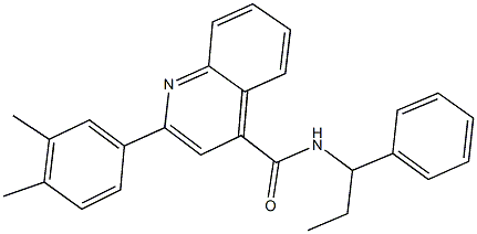 2-(3,4-dimethylphenyl)-N-(1-phenylpropyl)-4-quinolinecarboxamide 구조식 이미지