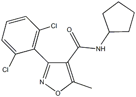 N-cyclopentyl-3-(2,6-dichlorophenyl)-5-methyl-4-isoxazolecarboxamide 구조식 이미지