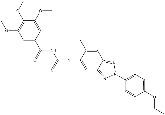 N-[2-(4-ethoxyphenyl)-6-methyl-2H-1,2,3-benzotriazol-5-yl]-N'-(3,4,5-trimethoxybenzoyl)thiourea 구조식 이미지