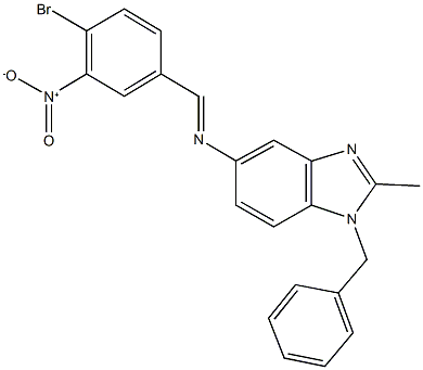 1-benzyl-5-({4-bromo-3-nitrobenzylidene}amino)-2-methyl-1H-benzimidazole 구조식 이미지