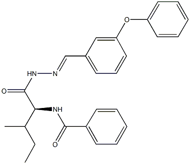 N-(2-methyl-1-{[2-(3-phenoxybenzylidene)hydrazino]carbonyl}butyl)benzamide 구조식 이미지