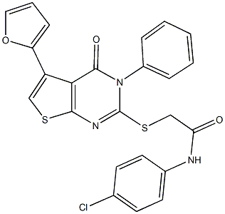 N-(4-chlorophenyl)-2-{[5-(2-furyl)-4-oxo-3-phenyl-3,4-dihydrothieno[2,3-d]pyrimidin-2-yl]sulfanyl}acetamide 구조식 이미지