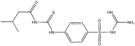 1-({[amino(imino)methyl]amino}sulfonyl)-4-({[(3-methylbutanoyl)amino]carbothioyl}amino)benzene 구조식 이미지