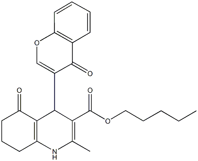 pentyl 2-methyl-5-oxo-4-(4-oxo-4H-chromen-3-yl)-1,4,5,6,7,8-hexahydro-3-quinolinecarboxylate 구조식 이미지