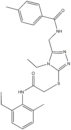 N-[(4-ethyl-5-{[2-(2-ethyl-6-methylanilino)-2-oxoethyl]sulfanyl}-4H-1,2,4-triazol-3-yl)methyl]-4-methylbenzamide Structure