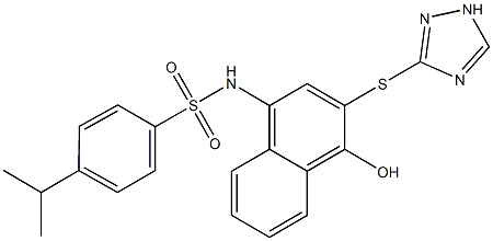 N-[4-hydroxy-3-(1H-1,2,4-triazol-3-ylsulfanyl)-1-naphthyl]-4-isopropylbenzenesulfonamide 구조식 이미지
