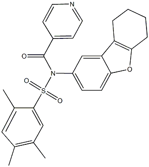 N-isonicotinoyl-2,4,5-trimethyl-N-(6,7,8,9-tetrahydrodibenzo[b,d]furan-2-yl)benzenesulfonamide 구조식 이미지