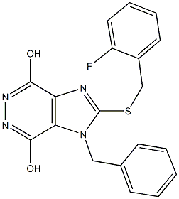 1-benzyl-2-[(2-fluorobenzyl)sulfanyl]-1H-imidazo[4,5-d]pyridazine-4,7-diol Structure
