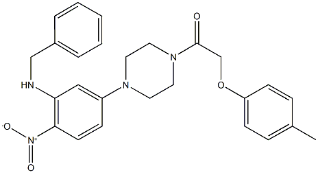 1-{3-(benzylamino)-4-nitrophenyl}-4-[(4-methylphenoxy)acetyl]piperazine 구조식 이미지