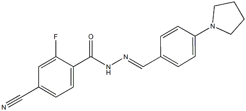 4-cyano-2-fluoro-N'-[4-(1-pyrrolidinyl)benzylidene]benzohydrazide 구조식 이미지