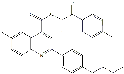 1-methyl-2-(4-methylphenyl)-2-oxoethyl 2-(4-butylphenyl)-6-methyl-4-quinolinecarboxylate 구조식 이미지