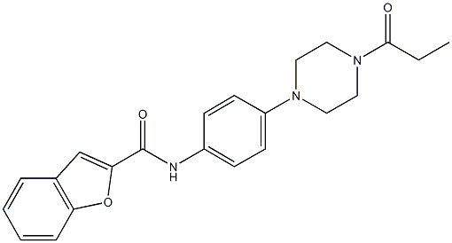 N-[4-(4-propionyl-1-piperazinyl)phenyl]-1-benzofuran-2-carboxamide 구조식 이미지