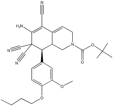 tert-butyl 6-amino-8-(4-butoxy-3-methoxyphenyl)-5,7,7-tricyano-3,7,8,8a-tetrahydro-2(1H)-isoquinolinecarboxylate Structure