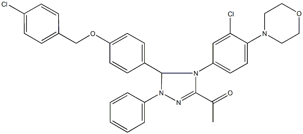 1-{5-{4-[(4-chlorobenzyl)oxy]phenyl}-4-[3-chloro-4-(4-morpholinyl)phenyl]-1-phenyl-4,5-dihydro-1H-1,2,4-triazol-3-yl}ethanone 구조식 이미지