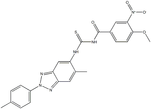 N-{3-nitro-4-methoxybenzoyl}-N'-[6-methyl-2-(4-methylphenyl)-2H-1,2,3-benzotriazol-5-yl]thiourea 구조식 이미지