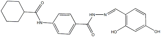 N-(4-{[2-(2,4-dihydroxybenzylidene)hydrazino]carbonyl}phenyl)cyclohexanecarboxamide 구조식 이미지