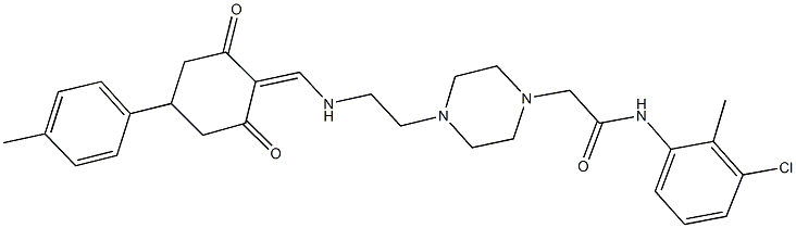 N-(3-chloro-2-methylphenyl)-2-{4-[2-({[4-(4-methylphenyl)-2,6-dioxocyclohexylidene]methyl}amino)ethyl]-1-piperazinyl}acetamide Structure