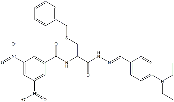 N-(1-[(benzylsulfanyl)methyl]-2-{2-[4-(diethylamino)benzylidene]hydrazino}-2-oxoethyl)-3,5-bisnitrobenzamide 구조식 이미지