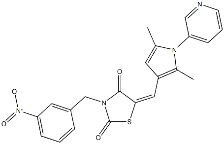 5-{[2,5-dimethyl-1-(3-pyridinyl)-1H-pyrrol-3-yl]methylene}-3-{3-nitrobenzyl}-1,3-thiazolidine-2,4-dione 구조식 이미지