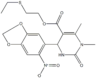 2-(ethylsulfanyl)ethyl 4-{6-nitro-1,3-benzodioxol-5-yl}-1,6-dimethyl-2-oxo-1,2,3,4-tetrahydro-5-pyrimidinecarboxylate 구조식 이미지