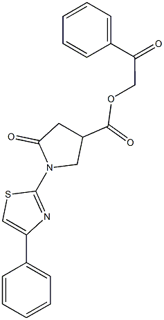 2-oxo-2-phenylethyl 5-oxo-1-(4-phenyl-1,3-thiazol-2-yl)-3-pyrrolidinecarboxylate Structure