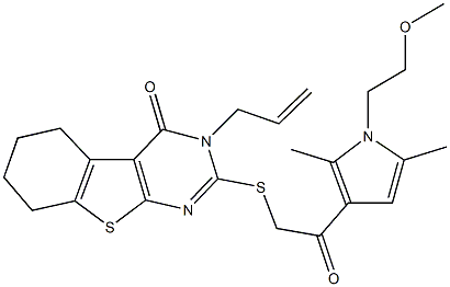 3-allyl-2-({2-[1-(2-methoxyethyl)-2,5-dimethyl-1H-pyrrol-3-yl]-2-oxoethyl}sulfanyl)-5,6,7,8-tetrahydro[1]benzothieno[2,3-d]pyrimidin-4(3H)-one Structure