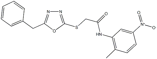 N-{5-nitro-2-methylphenyl}-2-{[5-(phenylmethyl)-1,3,4-oxadiazol-2-yl]sulfanyl}acetamide 구조식 이미지