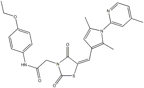 2-(5-{[2,5-dimethyl-1-(4-methyl-2-pyridinyl)-1H-pyrrol-3-yl]methylene}-2,4-dioxo-1,3-thiazolidin-3-yl)-N-(4-ethoxyphenyl)acetamide 구조식 이미지