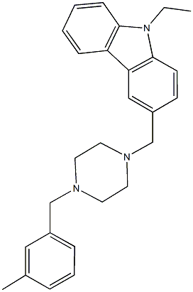 9-ethyl-3-{[4-(3-methylbenzyl)-1-piperazinyl]methyl}-9H-carbazole 구조식 이미지