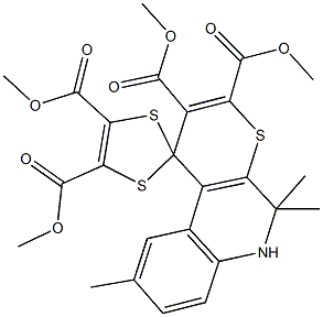 tetramethyl 5',5',9'-trimethyl-5',6'-dihydrospiro(1,3-dithiole-2,1'-[1'H]-thiopyrano[2,3-c]quinoline)-2',3',4,5-tetracarboxylate Structure