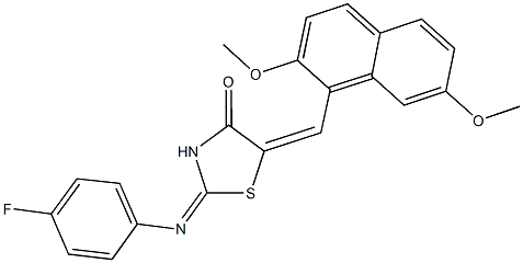 5-[(2,7-dimethoxy-1-naphthyl)methylene]-2-[(4-fluorophenyl)imino]-1,3-thiazolidin-4-one Structure