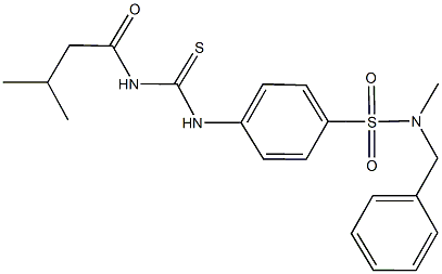 N-benzyl-N-methyl-4-({[(3-methylbutanoyl)amino]carbothioyl}amino)benzenesulfonamide 구조식 이미지