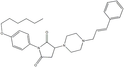 3-(4-cinnamyl-1-piperazinyl)-1-[4-(hexyloxy)phenyl]-2,5-pyrrolidinedione Structure