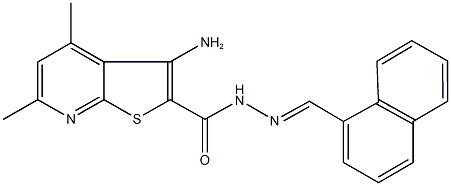 3-amino-4,6-dimethyl-N'-(1-naphthylmethylene)thieno[2,3-b]pyridine-2-carbohydrazide 구조식 이미지